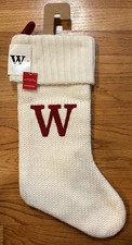 Letter Initial "W" 18" White Monogram Xmas Stocking Knitted Knit By: Target NWT
