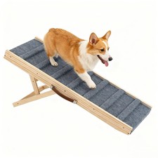 Dog Ramp for Bed, 43.3" Long Wooden Pet Ramp for Small  Large Dogs, 4 Adjust...