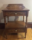 Vintage L. Hitchcock Stenciled Side Table –Floral Drawer,Solid Wood, Usa, Signed