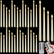28 Pcs Flameless Taper Candles with Timer Remote 4 Sizes of 8.5", 9.6", 10.83...