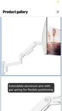 ARES WING Wall Mount Monitor Arm for 17-49 In Ultrawide Screens,Heavy Duty White