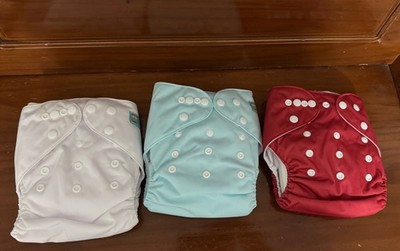 ALVA Baby Cloth Diaper Lot Of 3  with 6 Inserts One Size Cloth Diaper Covers NEW