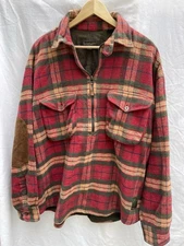 Men's Timberland Checked Pull Over 1/2 Zip Cotton Shirt Jacket Work Wear Shacket