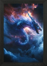 Cosmic Dragon Framed Wall Art Poster Canvas Print Picture