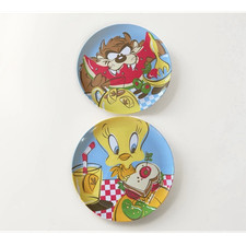 Vintage Looney Tunes Taz Tweety Melamine Plates Set Warner Bros Kids Dishes