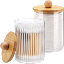 10-Ounce Qtip Holder Bathroom Jars Canisters for Cotton Ball Swab Pad Storage Di