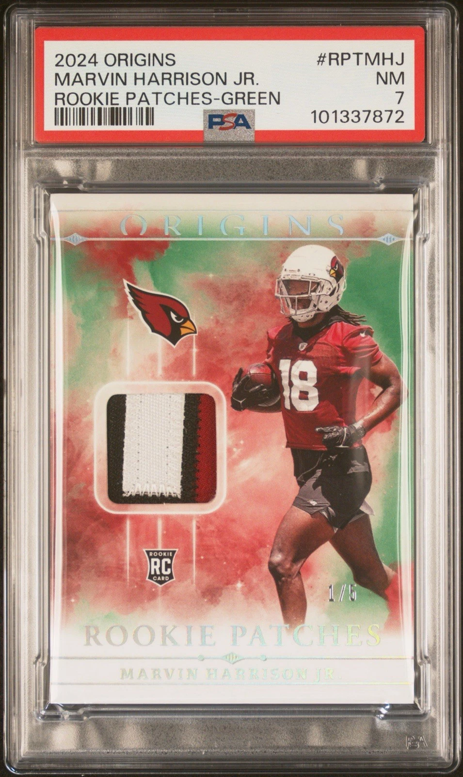 Marvin Harrison Jr. Panini Origins Rookie Patches #RPTMHJ Green