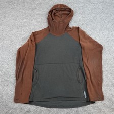 Melanzana Micro Grid Felpa con Cappuccio Uomo Grande Marrone Pile Pullover Termico Escursionismo