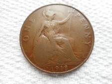 1918KN George V Bronze Penny Coin. Key Date. Scarce.