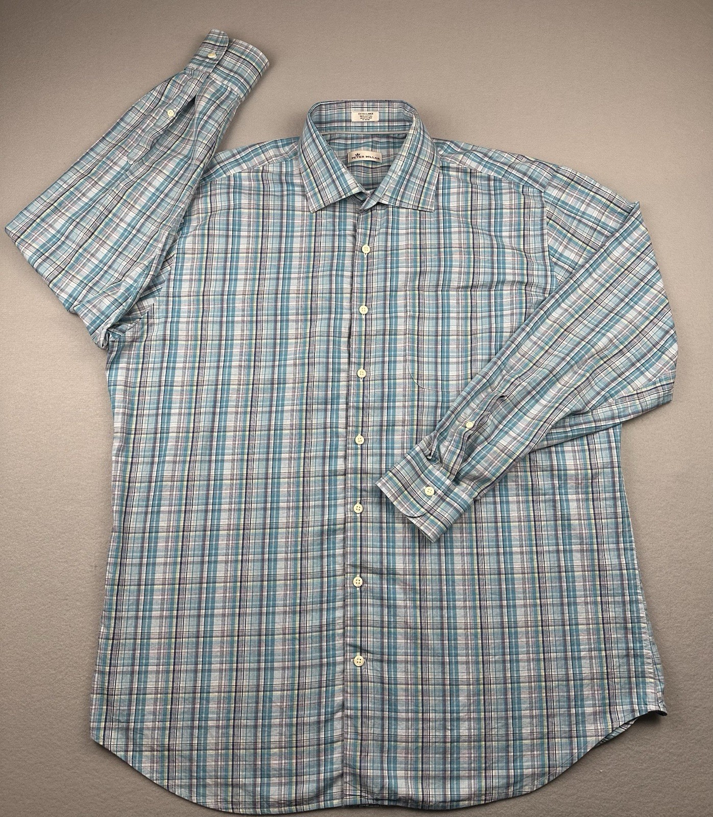 Peter Millar Plaid Gingham Button Down Plaid Mult… - image 6