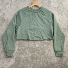Alo Transcend Cutout Pullover Sweatshirt Womens Small Moss Green Vented Crop Gym