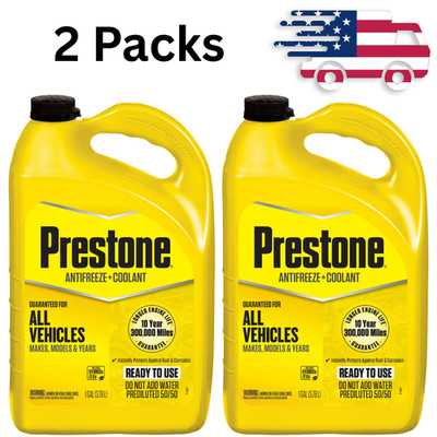 (2 pack) Prestone Extended Life Prediluted Antifreeze/Coolant, Universal Use