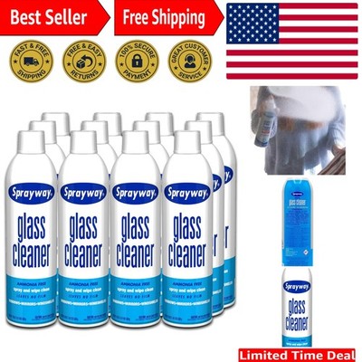 Heavy-Duty Streak-Free Foaming Glass Cleaner - Ammonia Free, 19 oz, 12 Pack