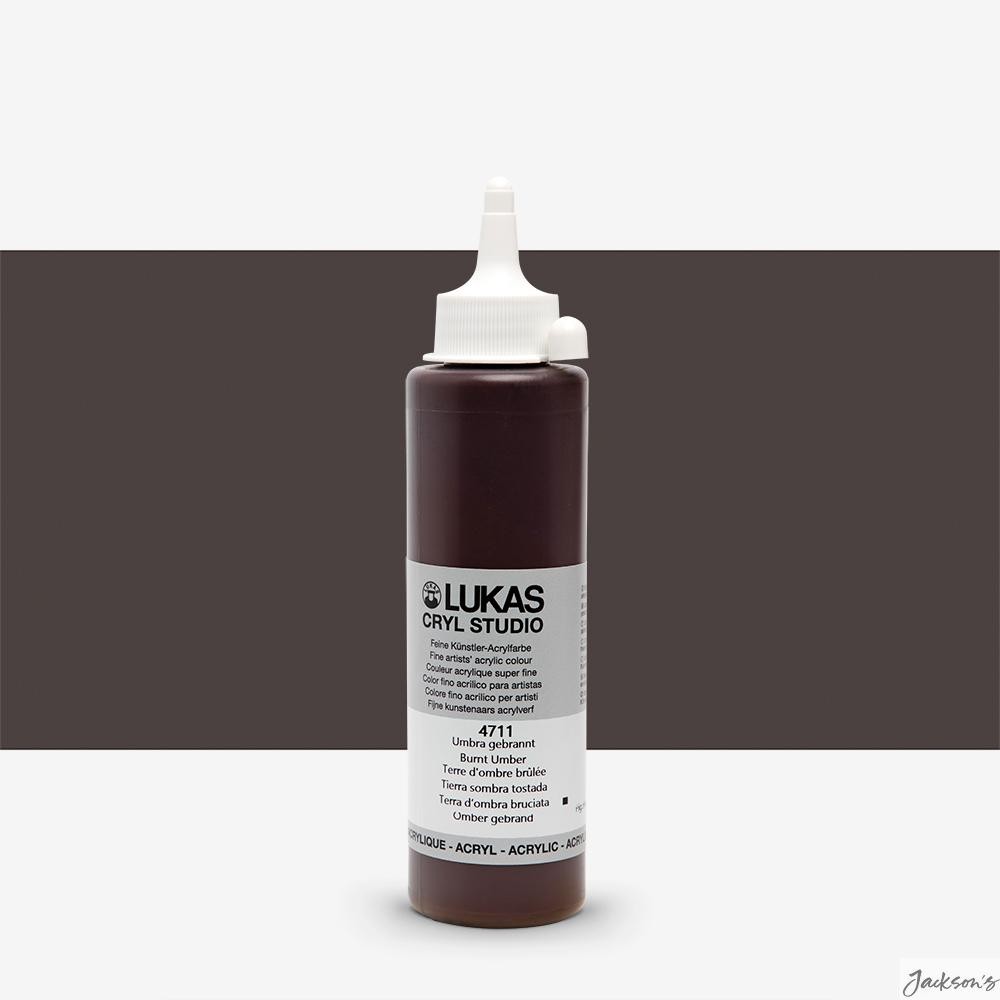 Lukas Cryl Studio Acrylic Paint High Quality Artists Pigment 250ml Burnt Umber