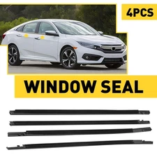 New For 16-21 Honda Civic 4 DOOR Door Belt Weather Strip Molding Seal Set Black