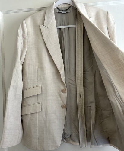 Stella McCartney Beige Linen Blend Oversized Cross Sash Blazer Jacket Size 38 - Picture 6 of 9