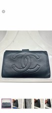CHANEL Women's Quilted Caviar Leather CC Flap Wallet Black/Gold Tone