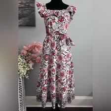 Tahari Women's Floral-Print Fit & Flare Midi Dress Size 4