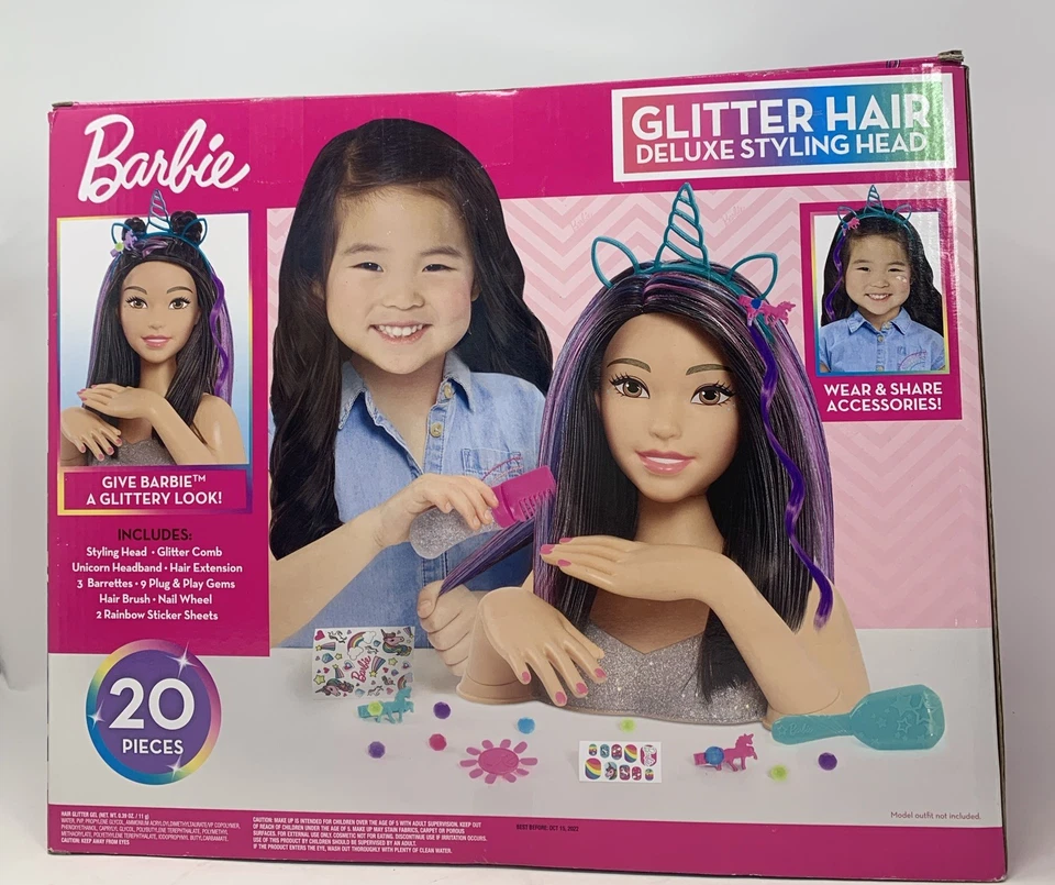 Cabezal de peinado Barbie Glitter Hair Deluxe Foto 3 de 4