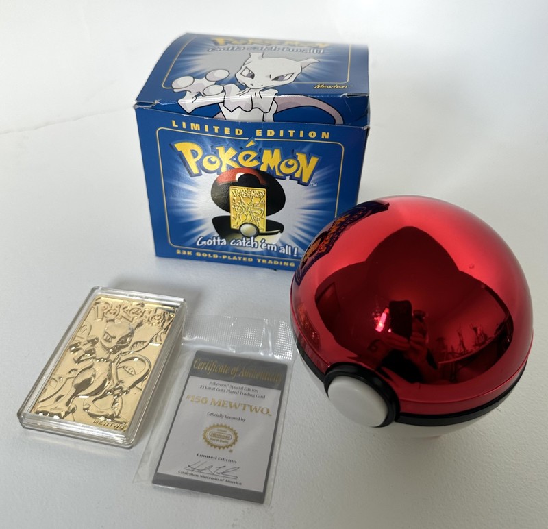 1999 Burger King Promo Pokémon 23k Gold Plated MEWTWO Trading Card Blue Box