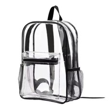 17" Clear Transparent Backpack Transparent See Tru PVC School Bookbag - Stadium