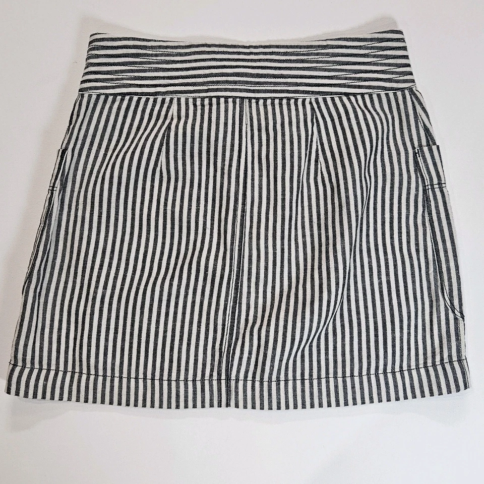 Мини-юбка Silence & Noise женская размер 2 черная белая в полоску льняная смесь повседневная - Изображение 2 из 4