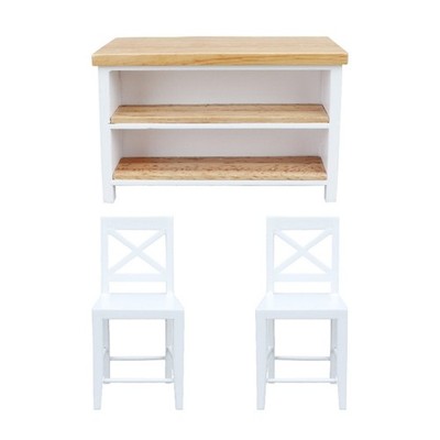 Wooden Cafe Table Chairs Countertop Handcrafted Birches Dollhouses Furniture