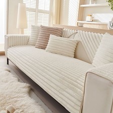 Soft Fluffy Fur Sofa Covers Seat Couch Settee Non-slip Protector Thick Slipcover