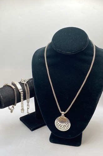 Brighton Silver Tone Jewelry Set Necklace 3 Bracelets Heart Filigree 4 Pieces