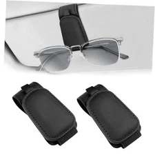  2 Pack Sunglass Holder Clip for Car Visor, Upgrade Magnetic Solid Black