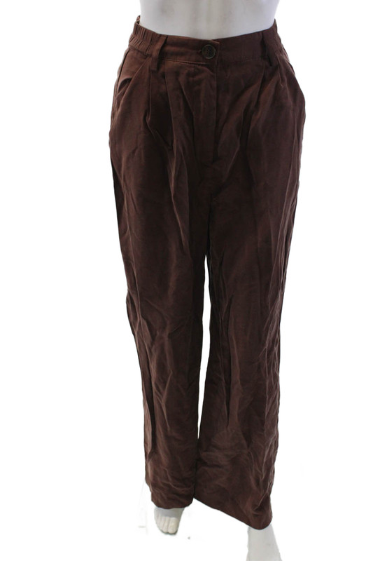 We Wore What Womens Zipper Fly High Rise Straight Leg Pants Brown Size 4