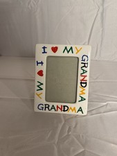 Vintage I Love My Grandma Colorful Ceramic Picture Frame Holds 4x6 Photo