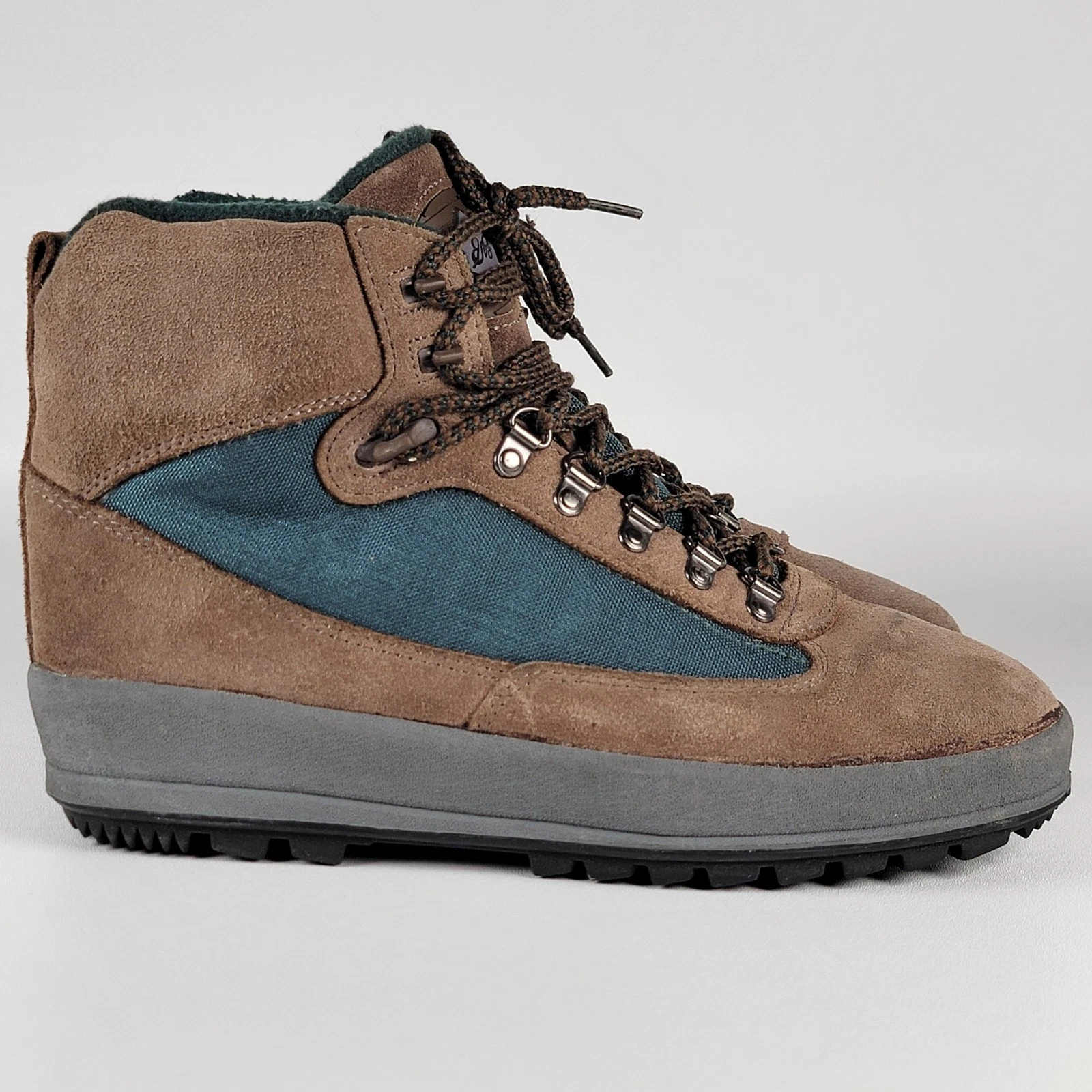 EDDIE BAUER MEN'S HIKING BOOTS SNOW TREKKER THINSULATE BROWN/GREEN LEATHER 10