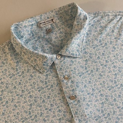 Peter Millar Summer Comfort Polo Men 2XL Winter Snowman Pancakes Snow Flake