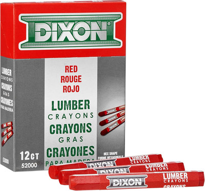 Industrial Lumber Marking Crayons, 4.5'' X 1/2'' Hex, Red, 12-Pack (52000)