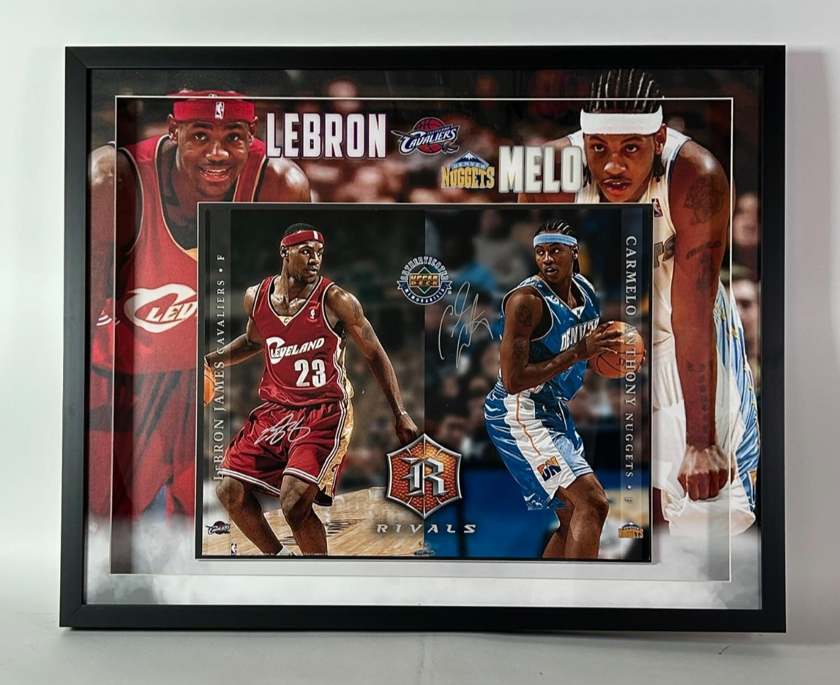 LeBron James Autographed Signed & Carmelo Anthony Rivals Photo LE-50 Custom Frame UDA 