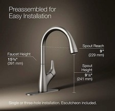 KOHLER Rival Pull-Down Kitchen Faucet 1.5 GPM Vibrant Stainless K-30469-VS