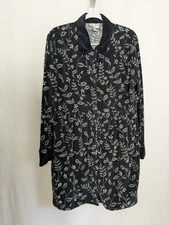 Kar-a-van Empire Waist Velour Button Front Dress XL Black Floral
