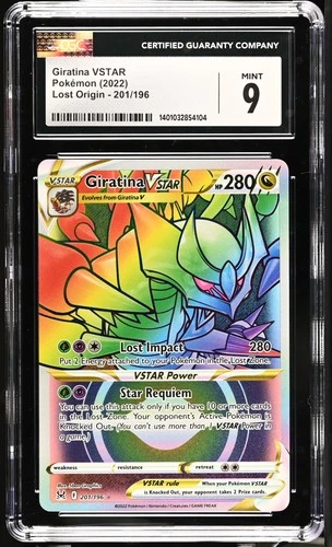 Giratina Vstar 201/196 Rainbow Rare Holo Lost Origin Pokemon CGC 9 Mint