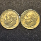 Lot of 2 1964 Roosevelt silver dimes.Unc