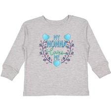 Inktastic My Nonna Loves Me With Flowers And Hearts Toddler Long Sleeve T-Shirt