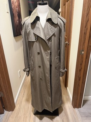 Mackintosh by Weatherfair Men s Trench Coat 42 Regular XL Olive Wool Liner NEW