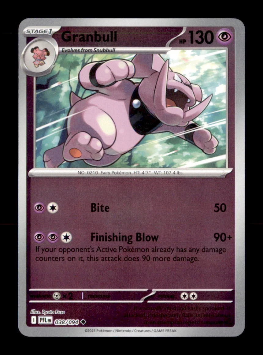 granbull pokemon card - 138/214 - Rare Reverse Holo - SM8 Lost Thunder Psychic Ability Dig Up When you play this Pokémon from your hand to evolve 1 of your Pokémon during your turn Granbull - Reverse Holofoil Great