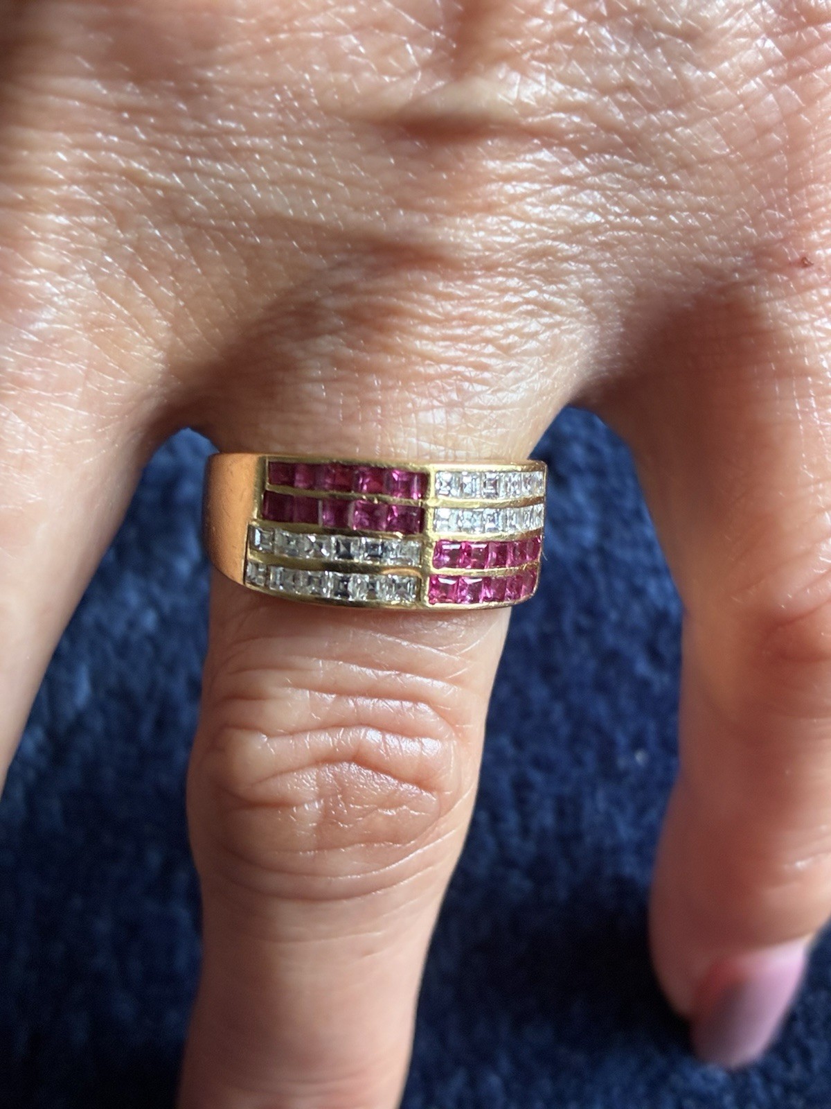 14 kt solid gold diamond and ruby ring - image 1