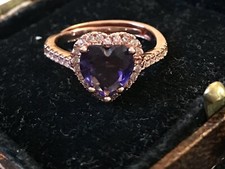 Vintage Style Amethyst And Zircon Ring 18K Rose Gold Plated