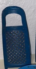 Antique German doll house miniature kitchen Blue tin Grater