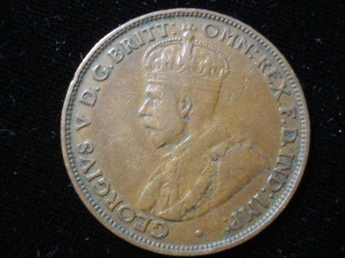Australian 1924 Half Penny Coin 6 Pearls Center Diamond KGV Scarce (SA07) - Imagen 2 de 2