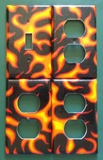 Flames Fire Racing Man Cave light switch cover set -have other outdoor sports
