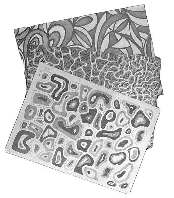 Moderne Kunst 3xA4 signiert Originale in Bleistift Handarbeit Zeichnungen Triptychon 3 Bilder