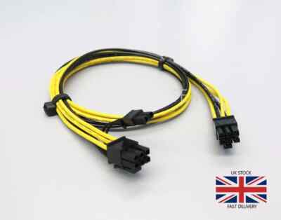 6pin to 8pin (6+2) PCIe 50CM Extended Power Cable For GPU/ASIC Mining - 6 Cables